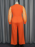 Women See-Through Lantern Sleeve Formal Party Jumpsuits