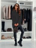 Women autumn and winter casual solid split long sleeve shirt