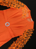 Women See-Through Lantern Sleeve Formal Party Jumpsuits