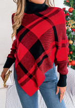 Autumn Winter Casual Contrast Plaid High-Neck Long-Sleeved Sweater Christmas Women's Clothing Autumn Winter Casual Contrast Plaid High-Neck Long-Sleeved Sweater Christmas Women's Clothing