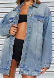 Trend Turndown Collar Long Sleeve Denim Jacket