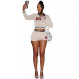 Sports Long Sleeve Shorts Sweater Shorts Set
