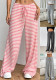 Autumn Winter Women's Casual Striped Solid Color Elastic Drawstring Cotton Straight Pants
