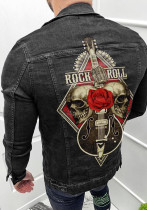 Sports Trendy Jacket Men Turndown Collar Cardigan Solid Color All-Match Casual Men Cargo Jacket