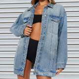 Trend Turndown Collar Long Sleeve Denim Jacket
