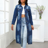 Women Ripped Fashion Washed Denim Jacket