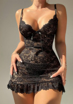 Fashion Slim Strap See Through Lacemesh Nightdress Sexy Lingerie