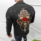Sports Trendy Jacket Men Turndown Collar Cardigan Solid Color All-Match Casual Men Cargo Jacket