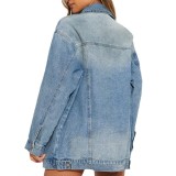 Trend Turndown Collar Long Sleeve Denim Jacket