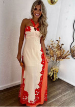 Summer Halter Neck Sexy Fashion Holidays Beach Long Print Women Dress