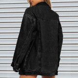 Trend Turndown Collar Long Sleeve Denim Jacket