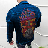 Sports Trendy Jacket Men Turndown Collar Cardigan Solid Color All-Match Casual Men Cargo Jacket