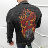 Sports Trendy Jacket Men Turndown Collar Cardigan Solid Color All-Match Casual Men Cargo Jacket