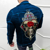 Sports Trendy Jacket Men Turndown Collar Cardigan Solid Color All-Match Casual Men Cargo Jacket