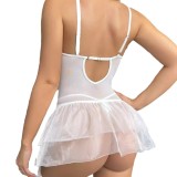 Sexy See-Through Lacemesh Lace-Up Garter Nightdress Lingerie Set