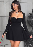 Women Fall Puffy Long Sleeve Bodycon Dress