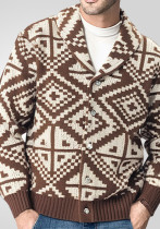 Men's Casual Geometric Jacquard Knitting American Retro Coat Sweater Men's Casual Geometric Jacquard Knitting American Retro Coat Sweater