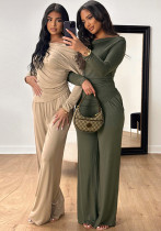 Women Fall Casual Asymmetric Long Sleeve T-Shirt and Wide Leg Pants Two Piece Set Women Fall Casual Asymmetric Long Sleeve T-Shirt and Wide Leg Pants Two Piece Set