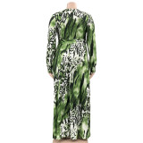 Summer Leopard Print Belted Wrap Neck Loose Plus Size Women's Dress