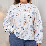 Plus Size Women Long Sleeve Print Shirt