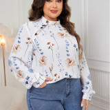 Plus Size Women Long Sleeve Print Shirt
