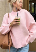 Women Loose-Cut Winter Pink Round Neck Casual Sweater Women Loose-Cut Winter Pink Round Neck Casual Sweater