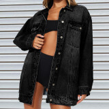 Trend Turndown Collar Long Sleeve Denim Jacket