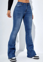 Women Elastic Bell Bottom Denim Pants