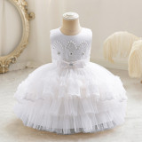 Girls' Double-Layer Wedding Cake Princess Dress
