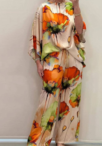 Women Autumn Elegant Casual Top and Wide-Leg Pants Two Piece Set