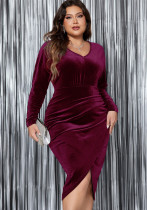 Plus Size Women Long Sleeve Sexy Dress