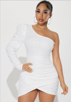 Women One-Shoulder Long Sleeve Dress Party Sexy Bodycon Dress Women One-Shoulder Long Sleeve Dress Party Sexy Bodycon Dress