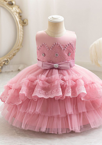 Girls' Double-Layer Wedding Cake Princess Dress