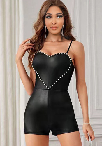 Women Solid Strapless Beaded Jumpsuit
