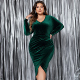 Plus Size Women Long Sleeve Sexy Dress