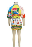 Casual Fashion Printed Short Sleeve Shirt Dress