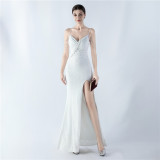 Sexy Strap Beaded Evening Dress