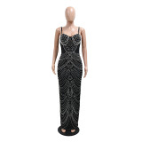 Sexy Strap Beaded Long Evening Dress
