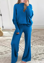 Women's Autumn Winter Solid Color Slash Shoulder Sweater Top Fashion Casual Pants Two Piece Set Women's Autumn Winter Solid Color Slash Shoulder Sweater Top Fashion Casual Pants Two Piece Set