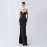 Sexy Fishbone Beaded Slim Waist Formal Party Evening Dress