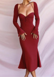 Autumn Halter Neck Long-Sleeved Slim Bodycon Dress