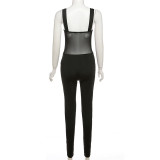 Spring Women's Fashion Strap Sexy See-Through Slim Fit Jumpsuit
