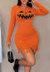 Women's Autumn Winter Solid Color Hooded Halloween Fashion Tight Fitting Dress