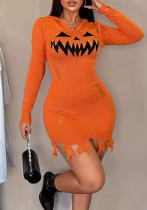 Women's Autumn Winter Solid Color Hooded Halloween Fashion Tight Fitting Dress Women's Autumn Winter Solid Color Hooded Halloween Fashion Tight Fitting Dress
