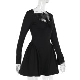 Women Fall Puffy Long Sleeve Bodycon Dress