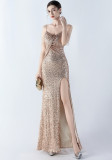 Sexy Strap Beaded Evening Dress