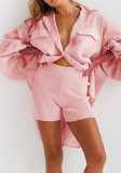 Spring Summer Women's Fashion Solid Color Linen Loose Turndown Collar Top Shirt