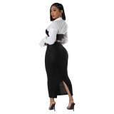 Fashionable Autumn Women Casual Long Sleeve Women's Two-Piece Skirt Set