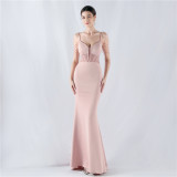 Sexy Fishbone Beaded Slim Waist Formal Party Evening Dress