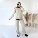Autumn Winter Fashion Solid Color Sweater Pants Casual Loose Two-Piece Set
